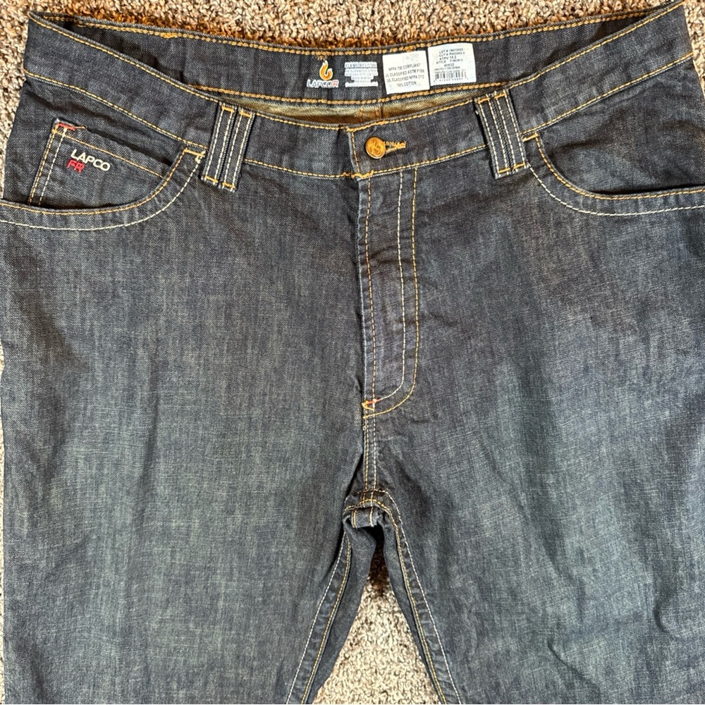 LAPCO FR Men's Flame Resistant Straight Jeans, Size 40x32, Dark Wash,100% Cotton